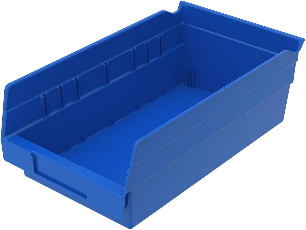 Plastic Nesting Shelf Bin Box, 12-Inch x 6-1/2-Inch x 4-Inch, Red, 12-Pack D253259