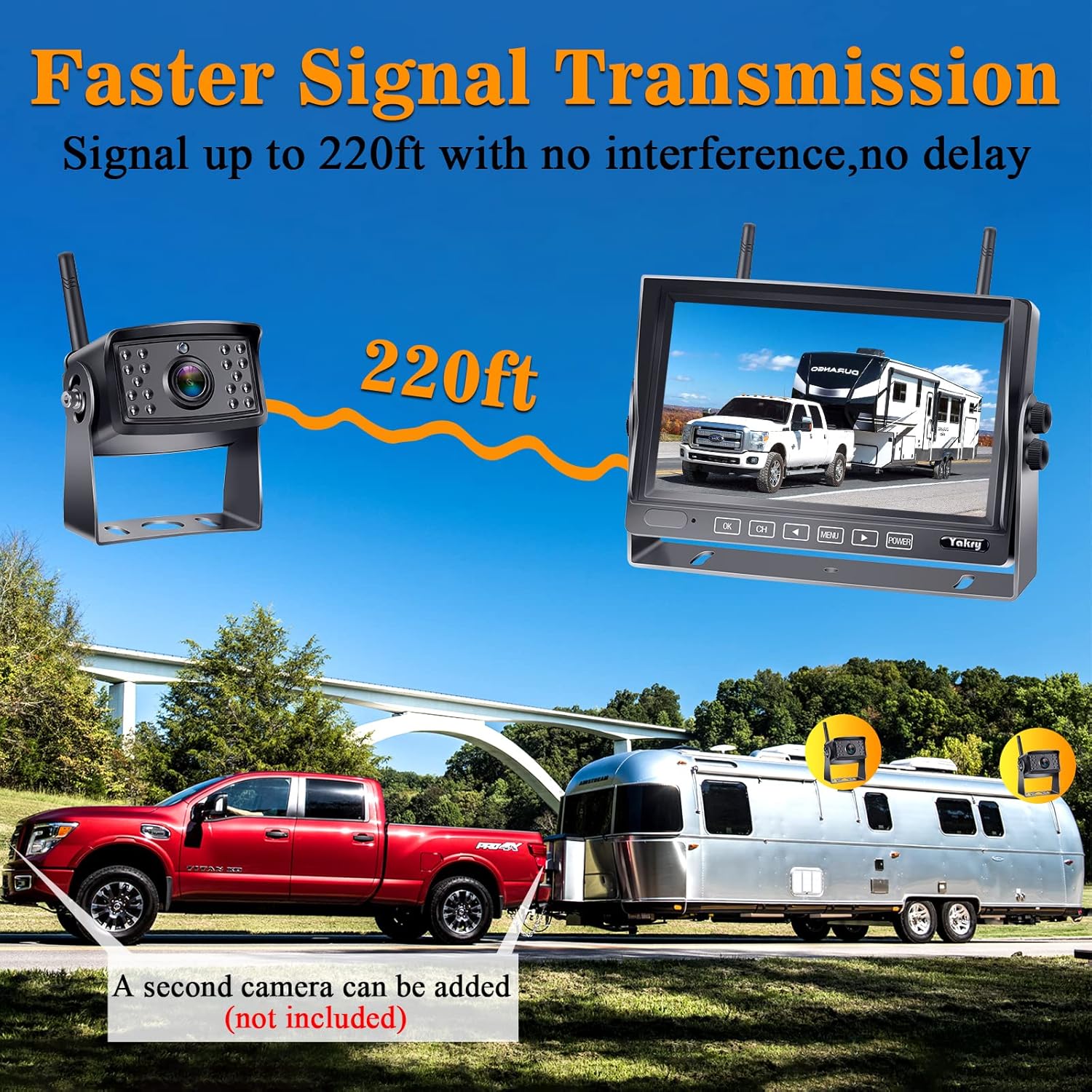 Wireless Backup Camera RV HD 1080P 7 Inch Monitor Four Channels DVR Recorder Bluetooth Rear View System Night Vision A362517