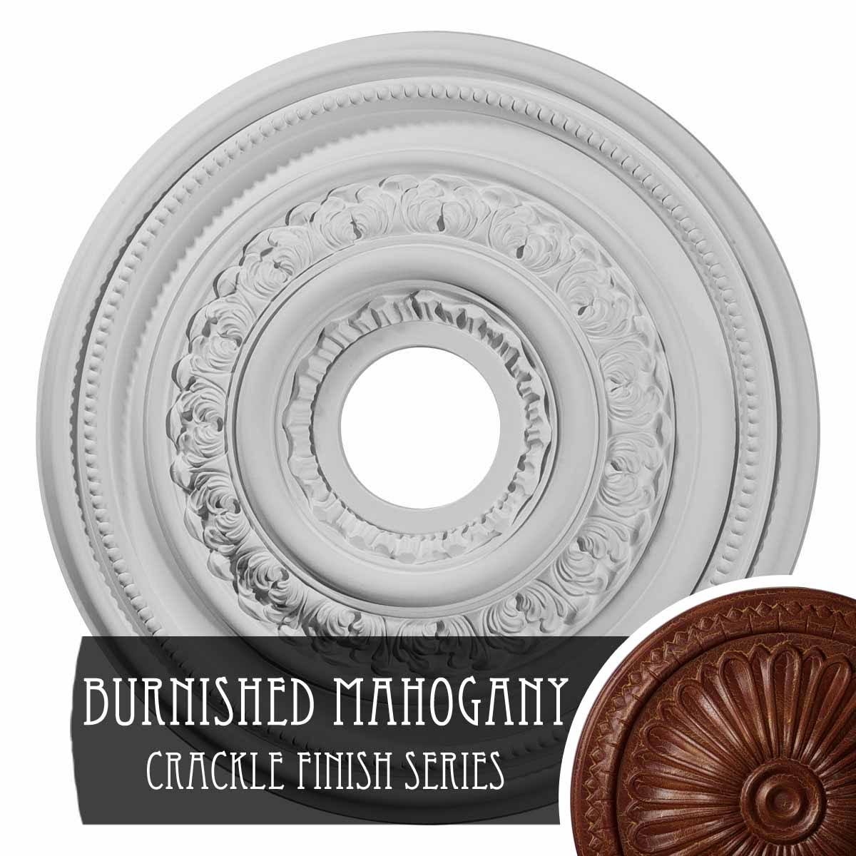 17 5/8x22OD x 3 5/8x22ID x 1 7/8x22P Hand-Painted Burnished Mahogany Ceiling Medallion Z995