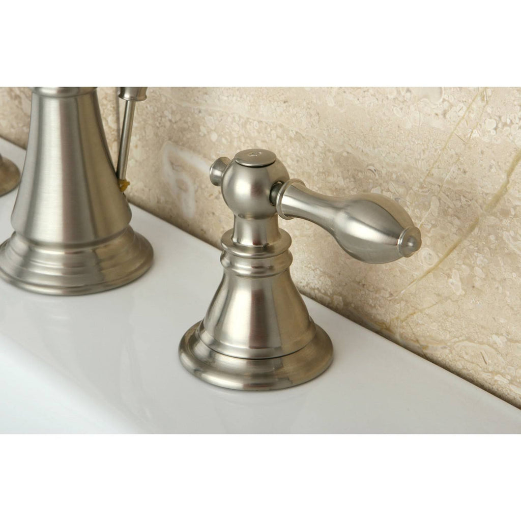 Brushed Nickel 2-Handle Widespread Bathroom Sink Faucet with Drain O1666