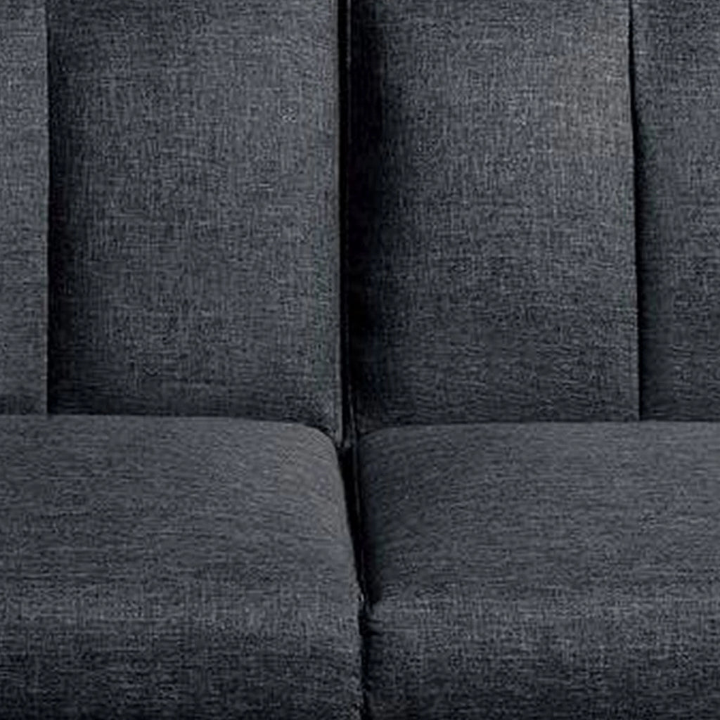 Black Adjustable Futon Sofa Bed with Vertical Channel Tufting N5461