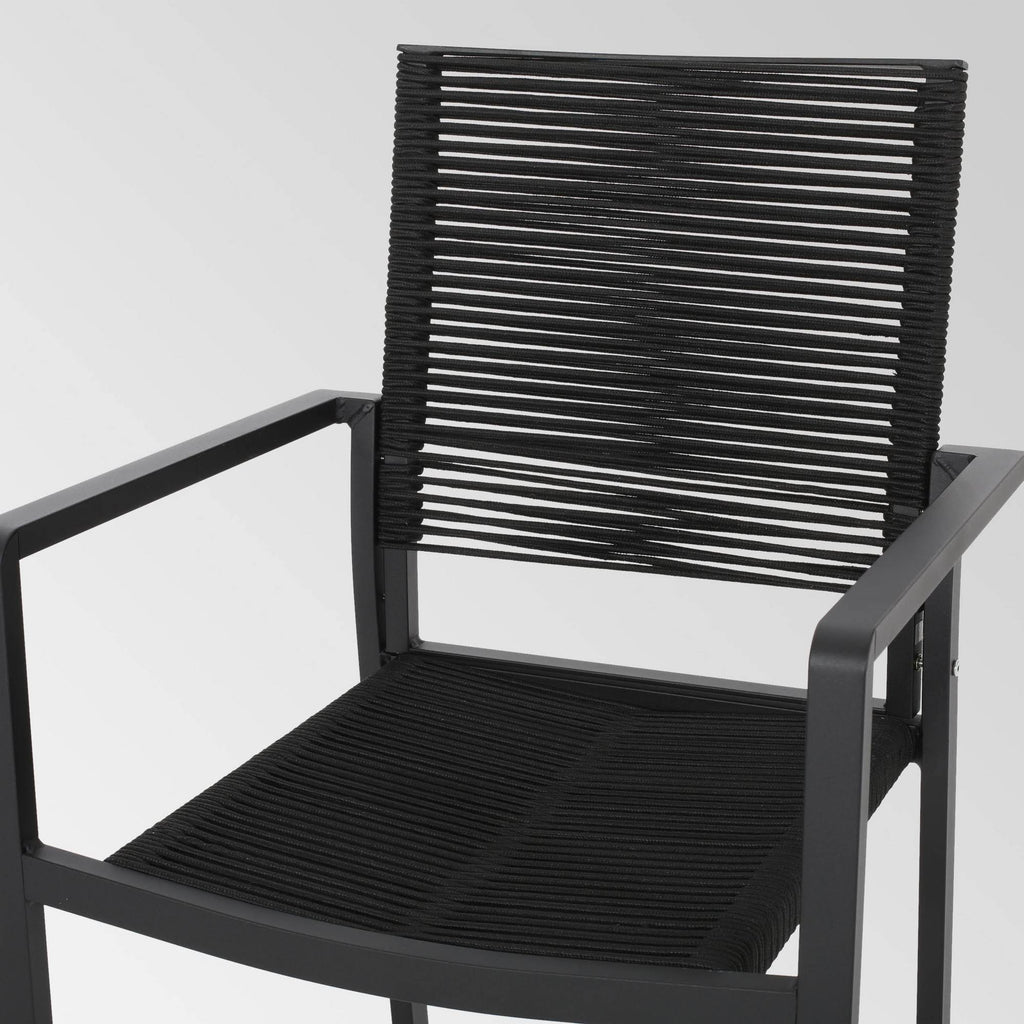 2pk Aluminum Dining Chair with Rope Seat - Dark Gray/Black D25106