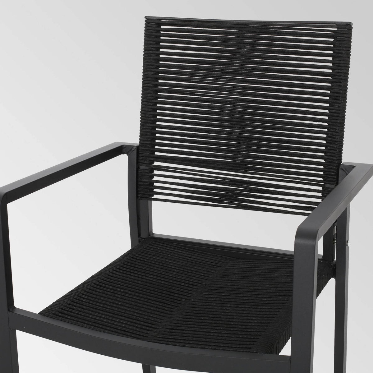 2pk Aluminum Dining Chair with Rope Seat - Dark Gray/Black D25106