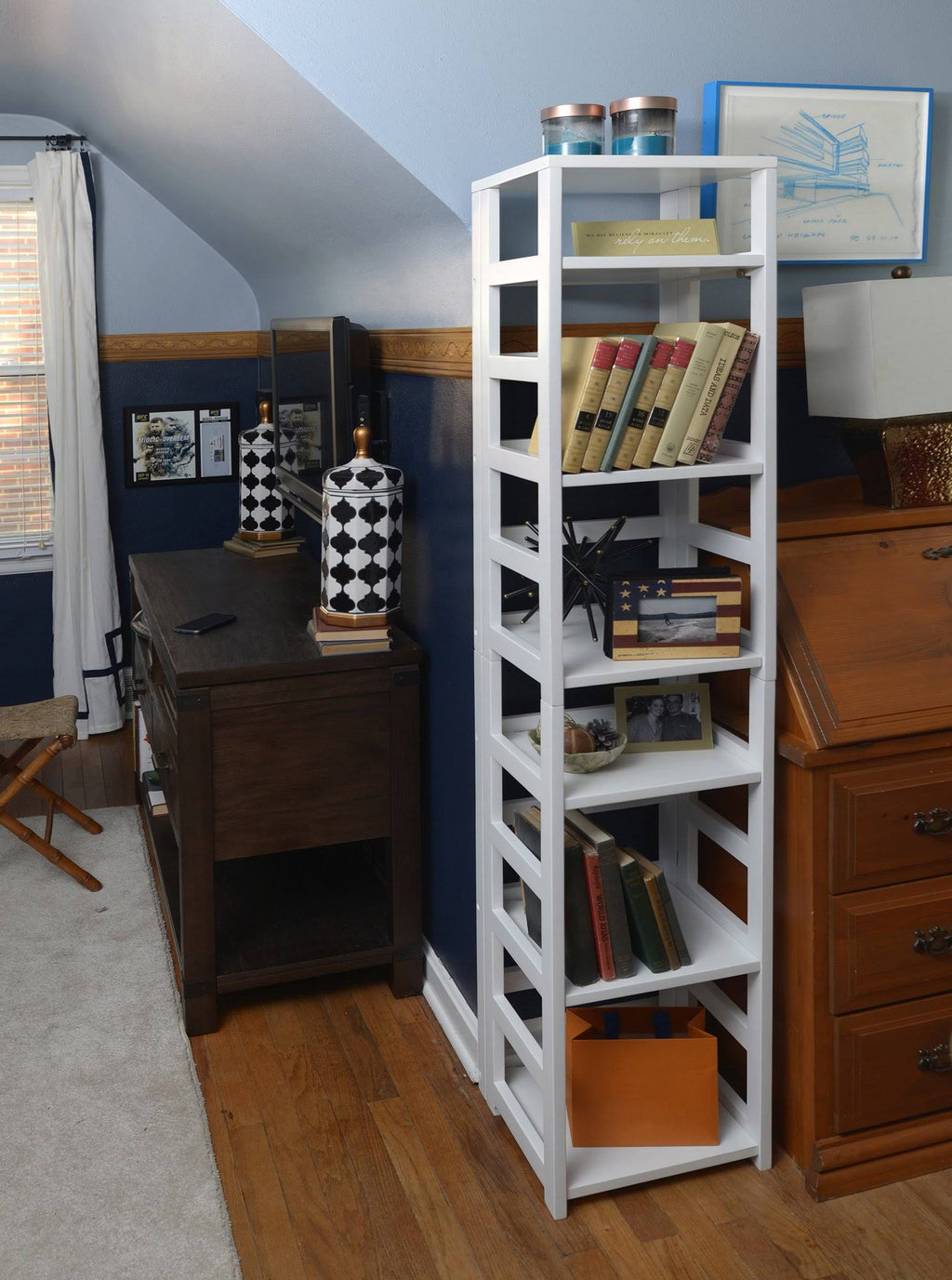 White 67x22 High Square Folding Bookcase K532515