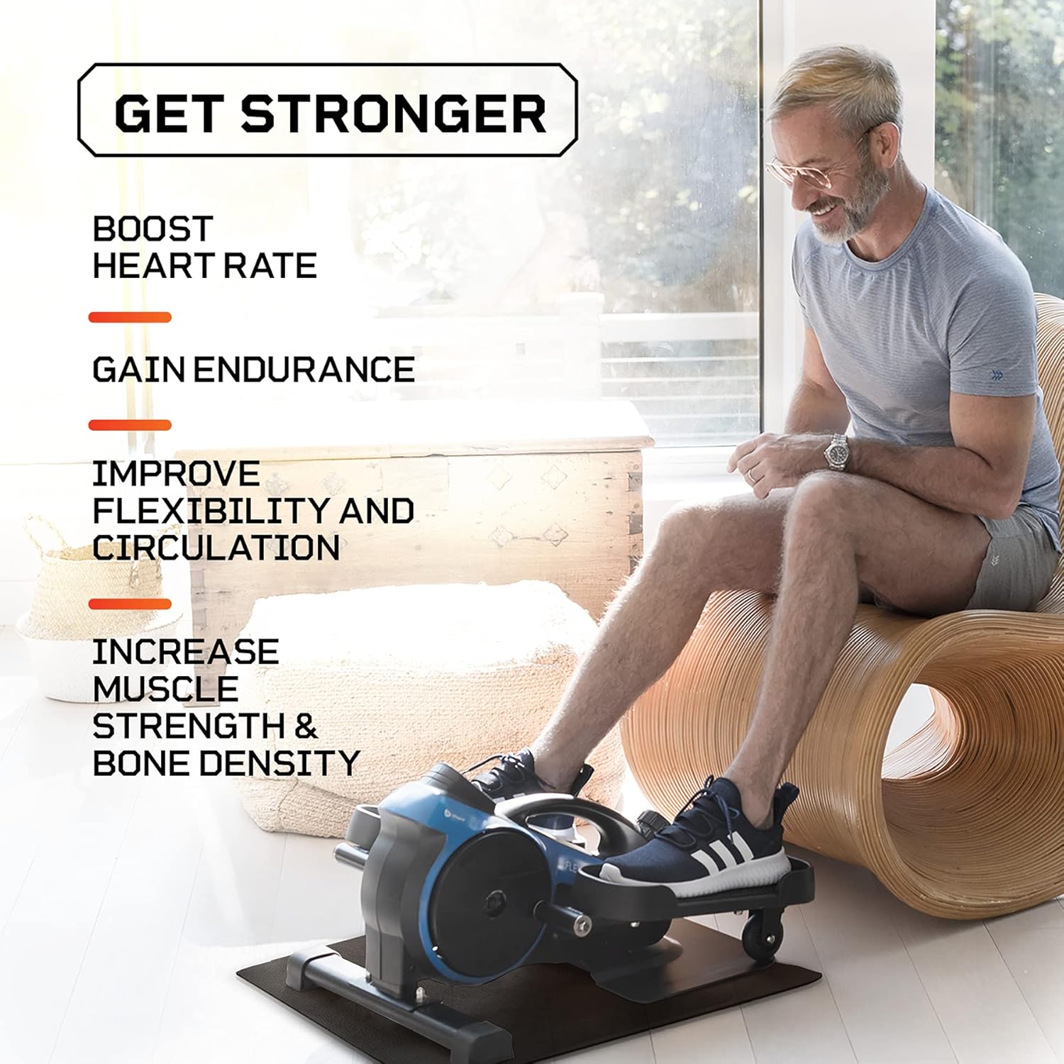 Blue Under Desk Elliptical Trainer with Adjustable Resistance V356539