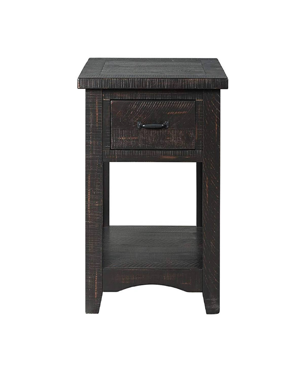 Antique Black Wooden End Table with Drawer and Shelf A467368