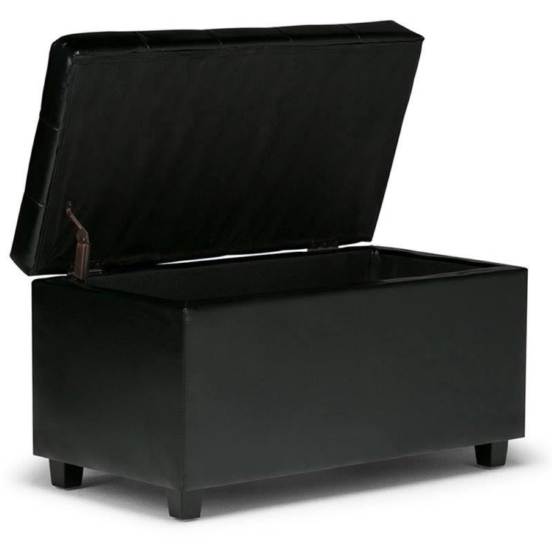 Faux Leather Storage Bench in Black K7101