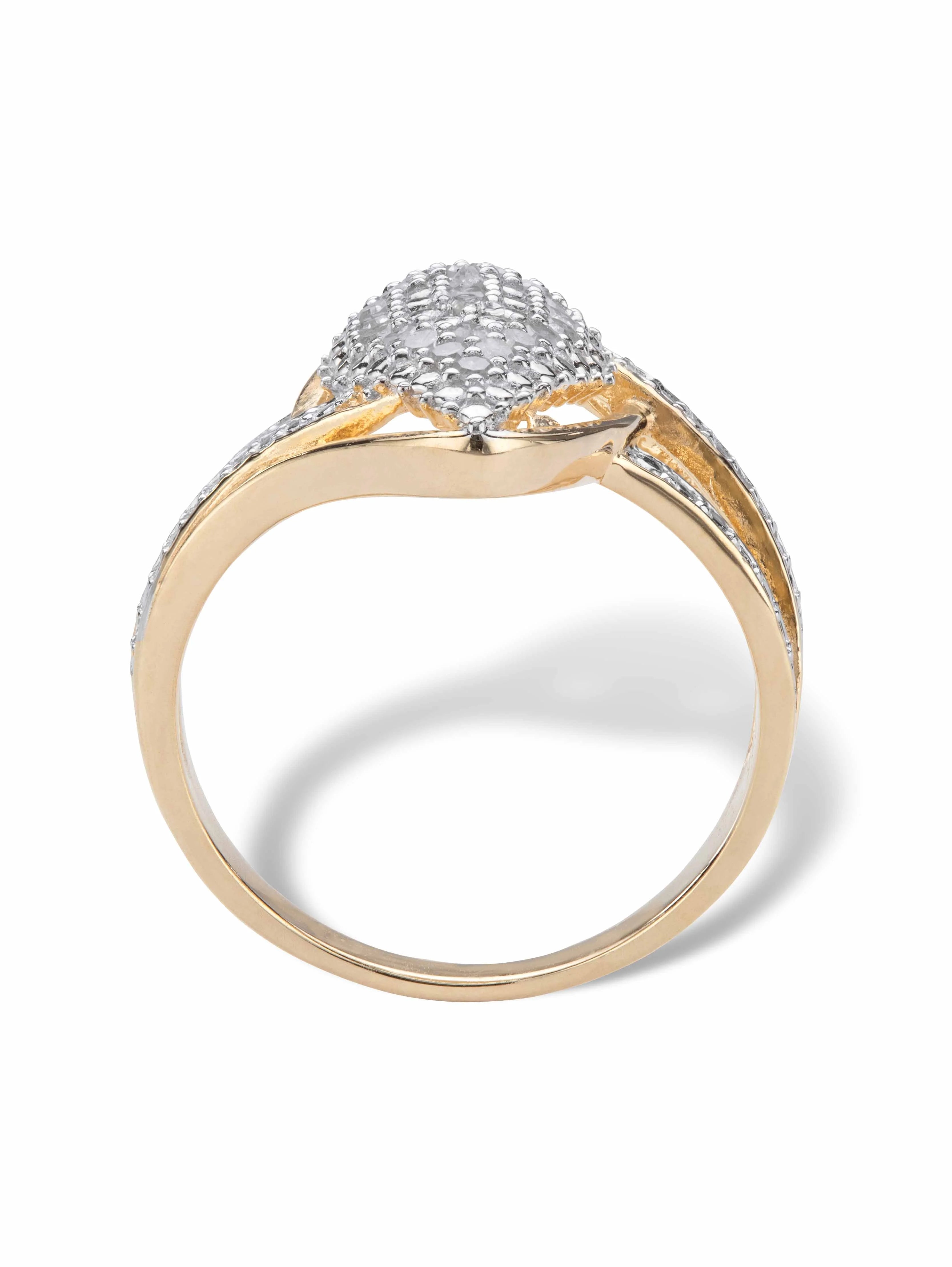 14k Gold-plated Sterling Silver Round Diamond Cluster Ring S46429