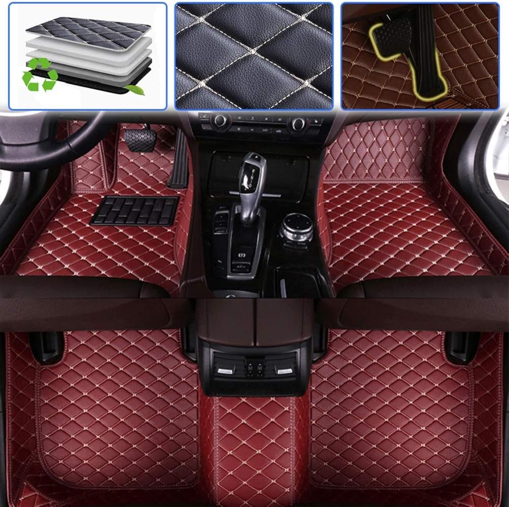 Red Waterproof Full Coverage Car Floor Mats C6053