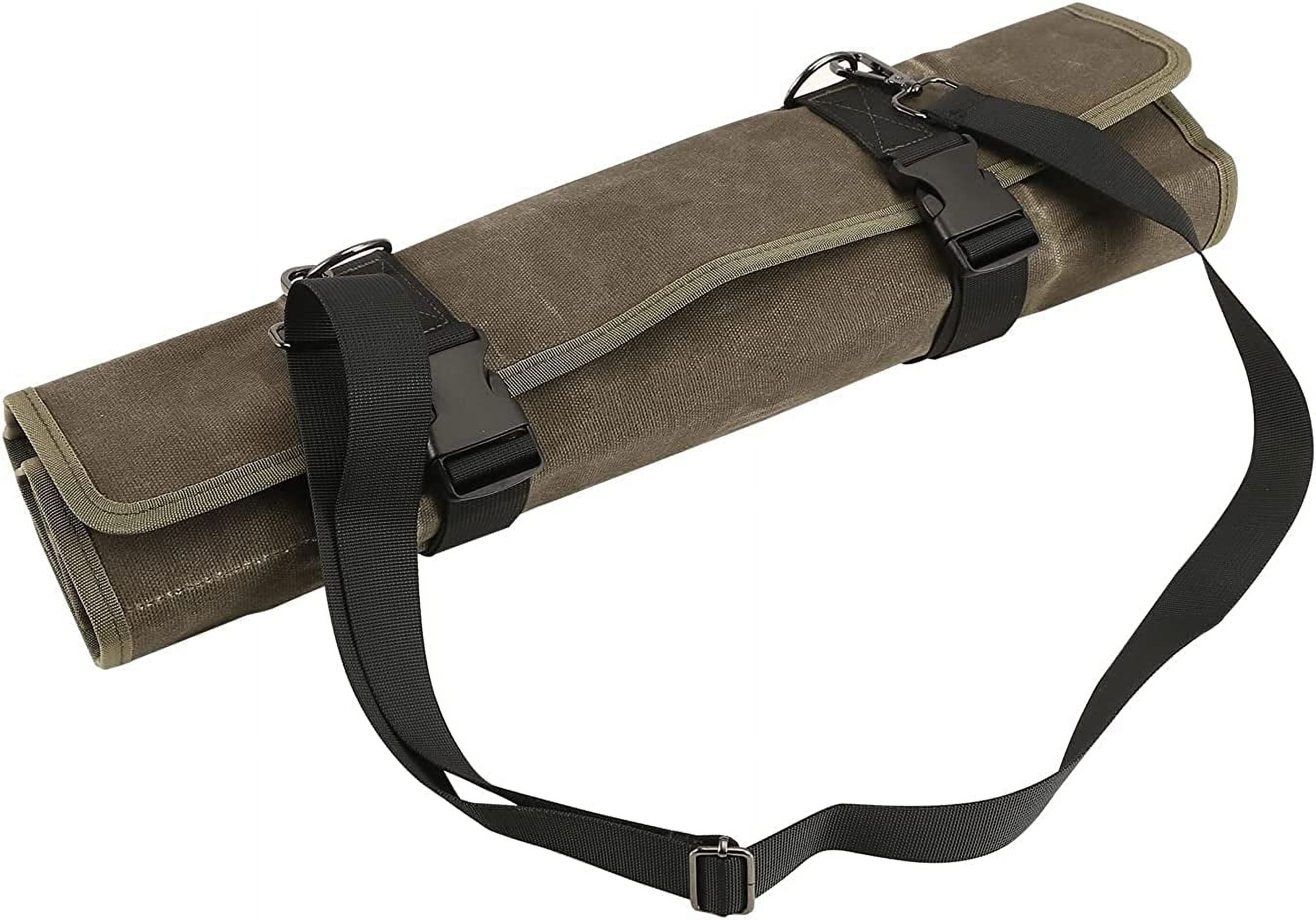 Waxed Canvas Knife Roll Bag with 10 Slots Plus 1 Zipper Pocket J87413