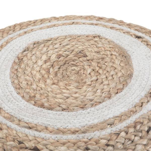 Natural Cotton Round Braided Pouf B44021
