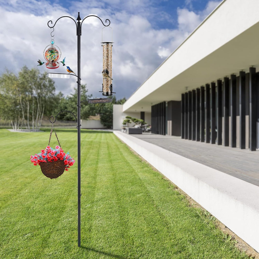 Black 77" Bird Feeder Pole with 5 Prong Base S705