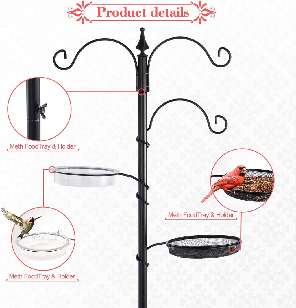Black 77" Bird Feeder Pole with 5 Prong Base S705
