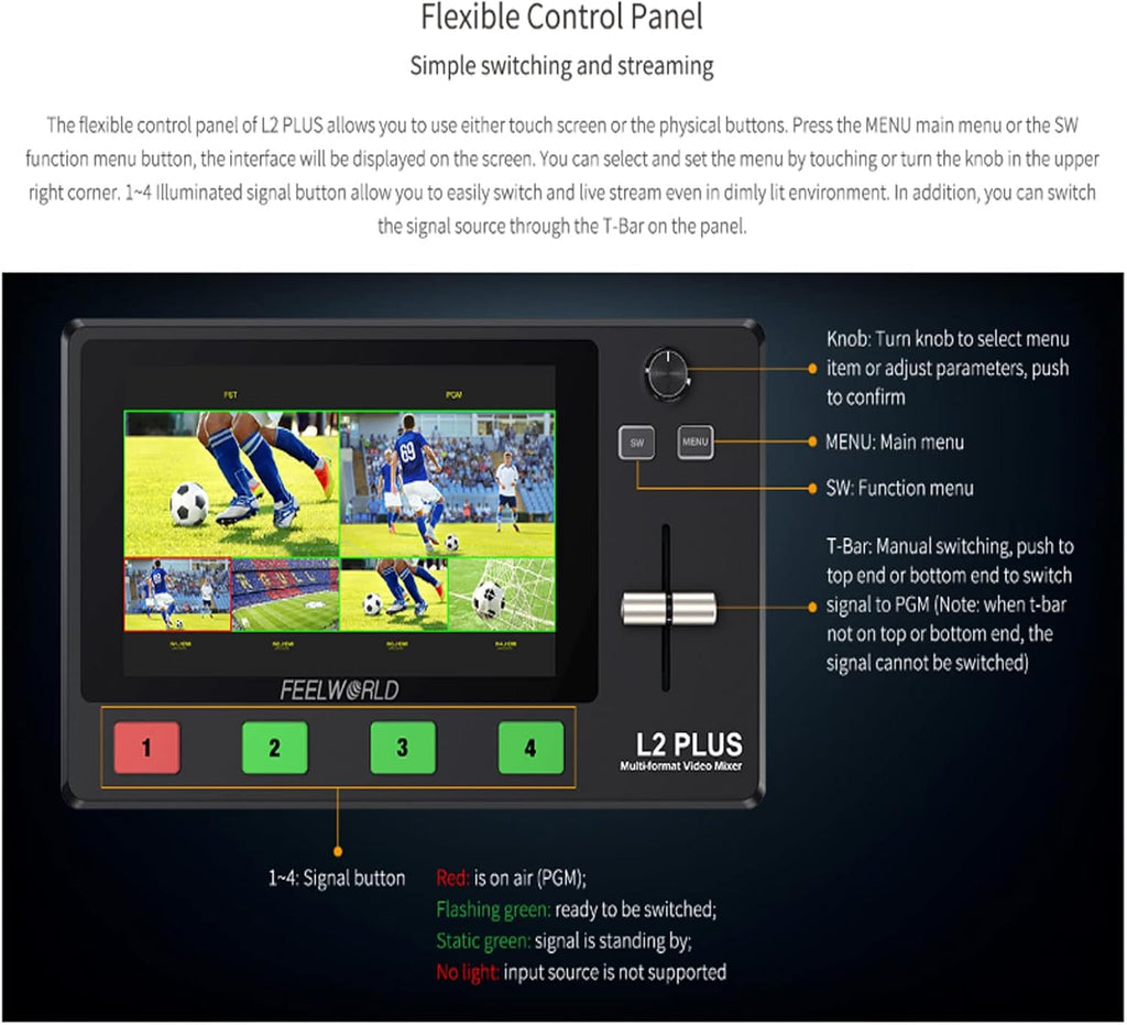 5.5 LCD Touch Screen Multi-Camera Video Mixer Switcher A9734