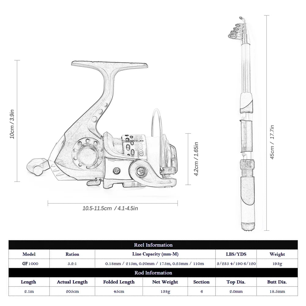 Fiberglass Telescopic Fishing Rod Set N184308