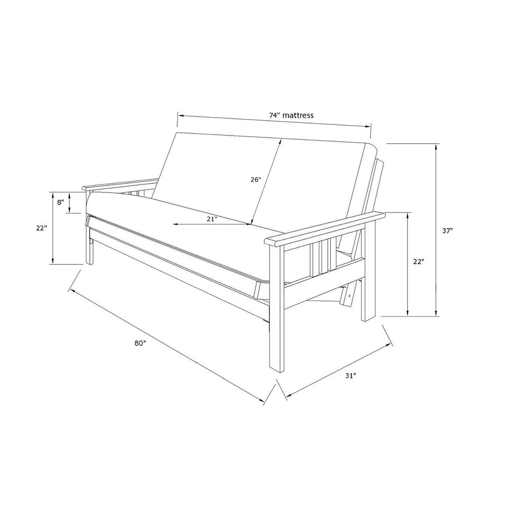 Linen Cocoa Futon Frame with Mattress O44342