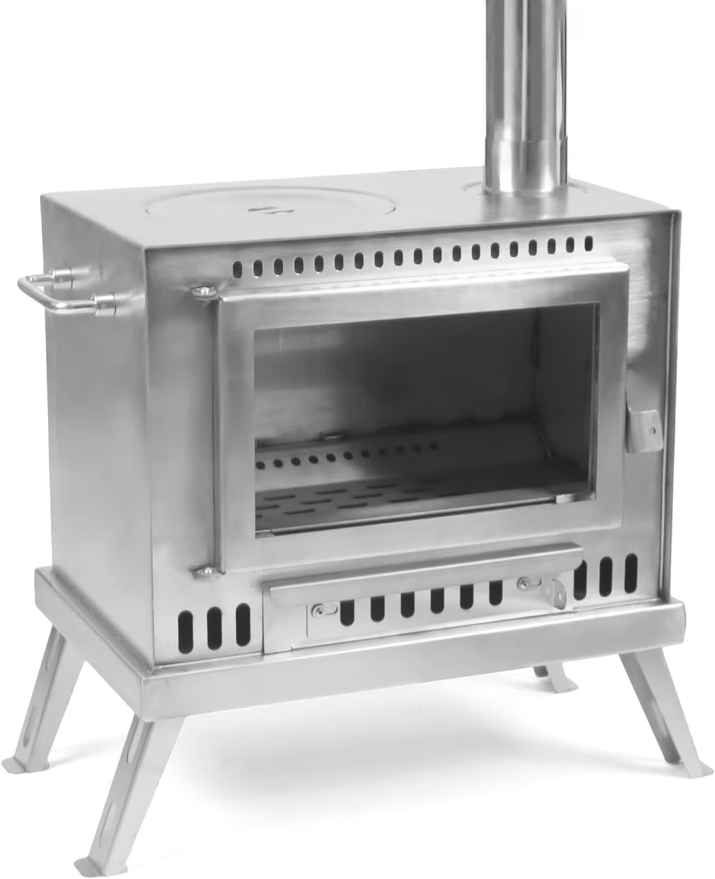 Tent Stove with View Glass, Pipes and Slide Air Intake Valve N12435