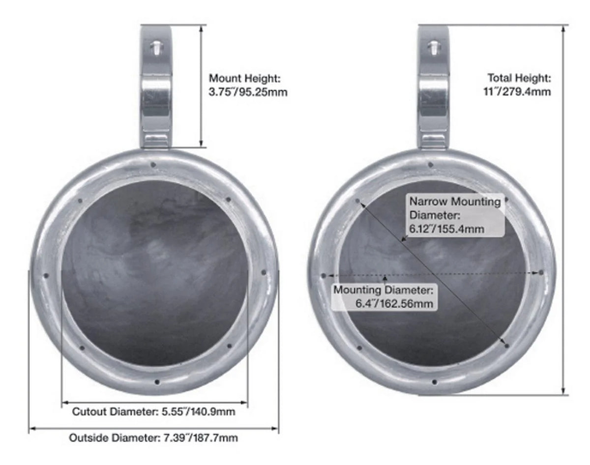 6.5" 150 Watt Silver Marine Boat Wakeboard Tower Speakers M745
