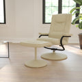Cream Leathersoft Recliner/Ottoman W75933