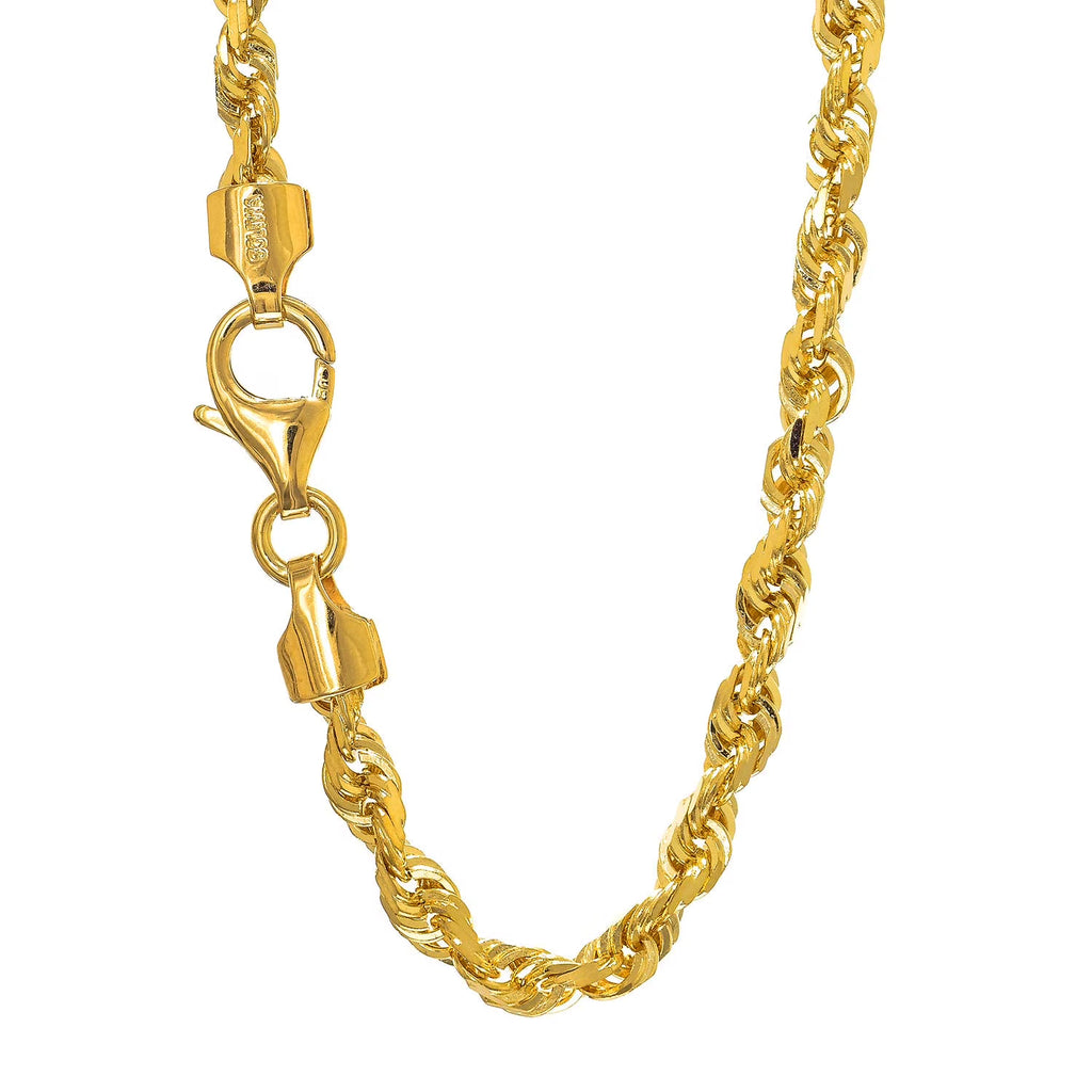 18" Solid Yellow Gold Diamond-cut Rope Chain M612950