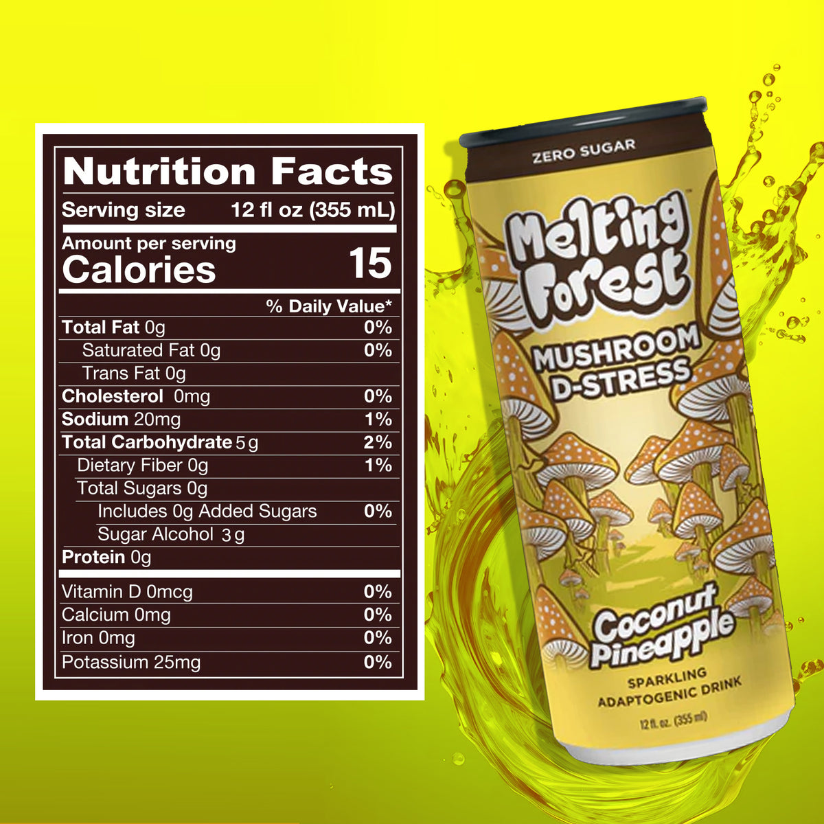 Coconut Pineapple Flavored Mushroom Sparkling Water I97594