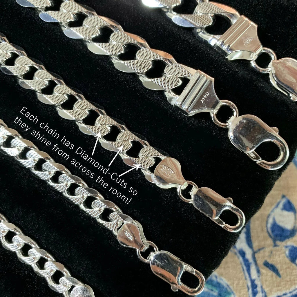 Real Solid 925 Sterling Silver Cuban Curb Chain Necklace J198781