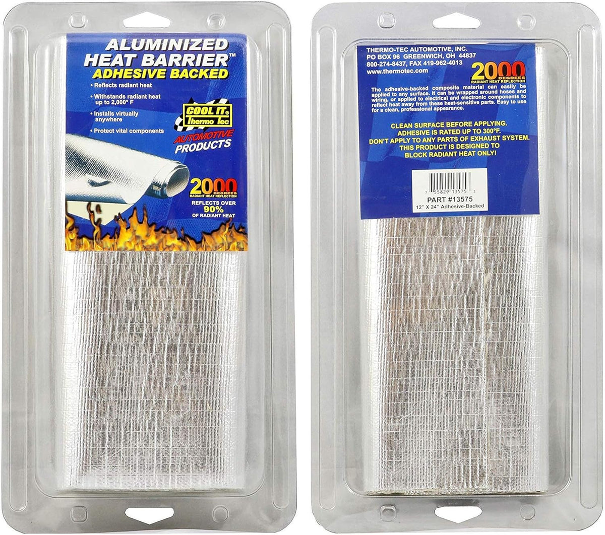 Adhesive Backed Aluminized Heat Barrier, 12" x 48" (2x 24" Sheets) Pack of 2 P79762