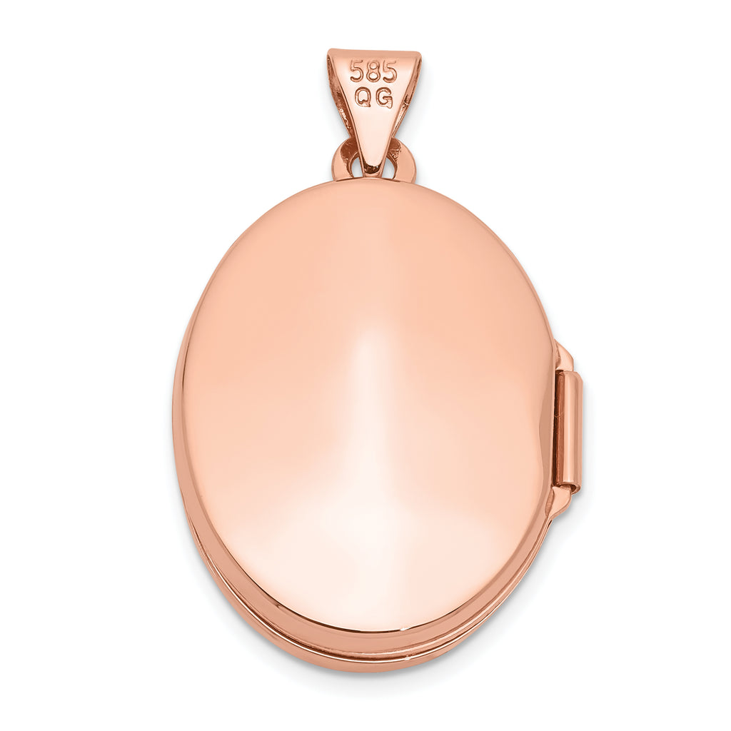 14k Rose Gold Polished 21mm Oval Locket P520458