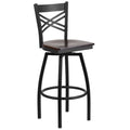 Black and Walnut Metal Swivel Bar Stool J60965