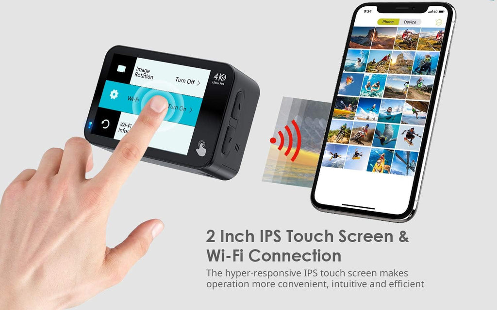 4K 60fps 20MP Touch Screen WiFi Action Camera with External Microphone S82428