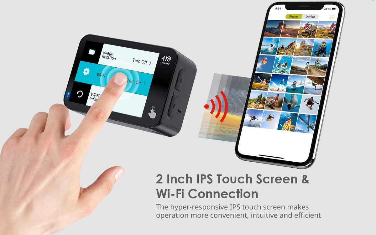 4K 60fps 20MP Touch Screen WiFi Action Camera with External Microphone S82428
