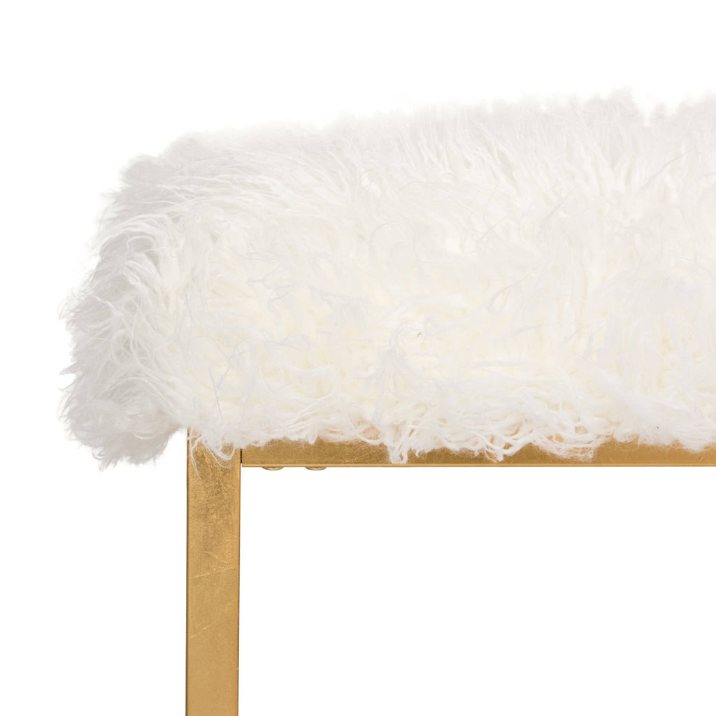 White Faux Sheepkin Square Ottoman J3308