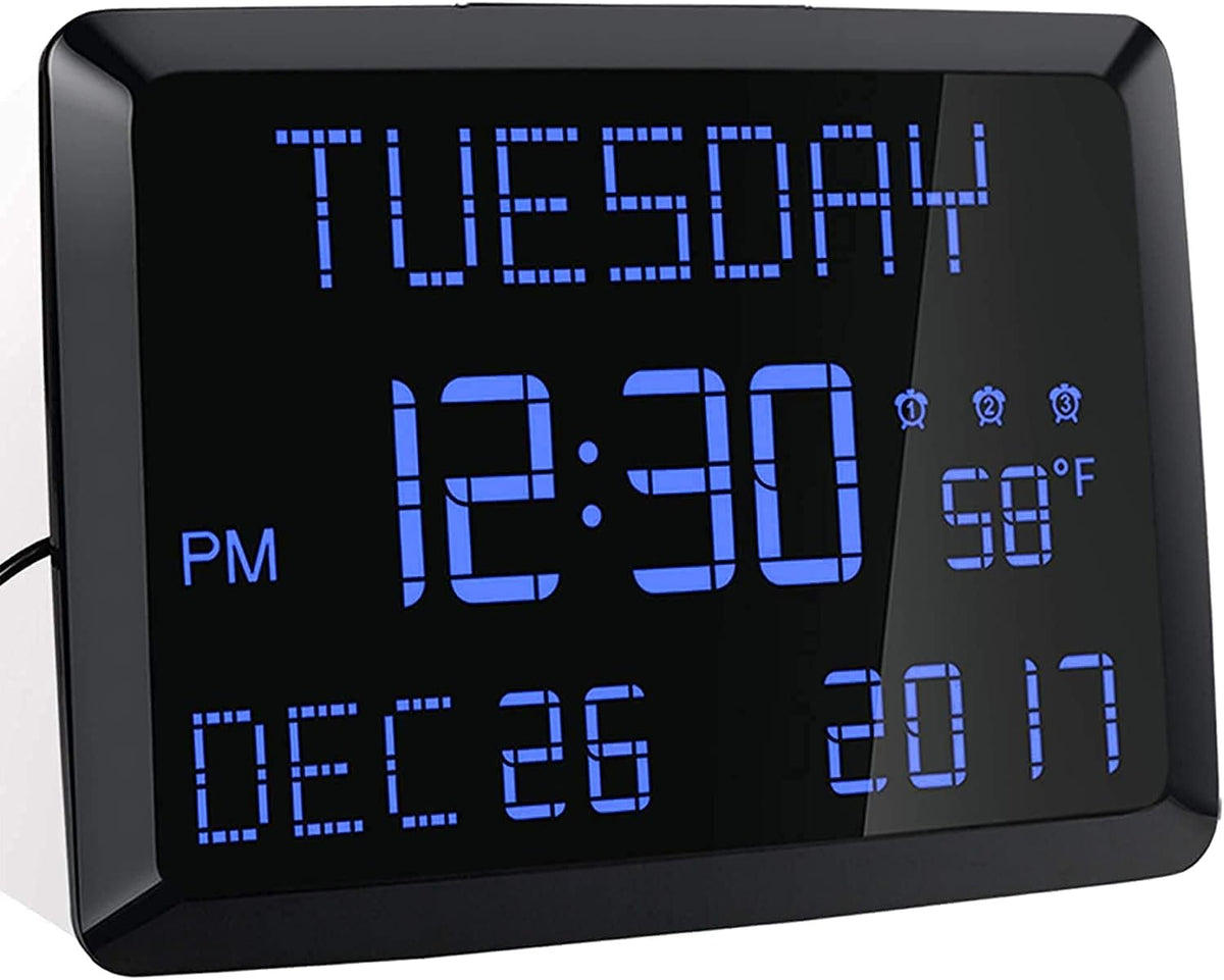 11.5 Extra Large LED Digital Wall Clock with Calendar and 3 Alarms K549