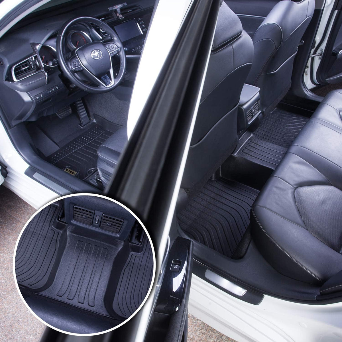 Black Floor Mats Front and Rear Car Carpet U32804
