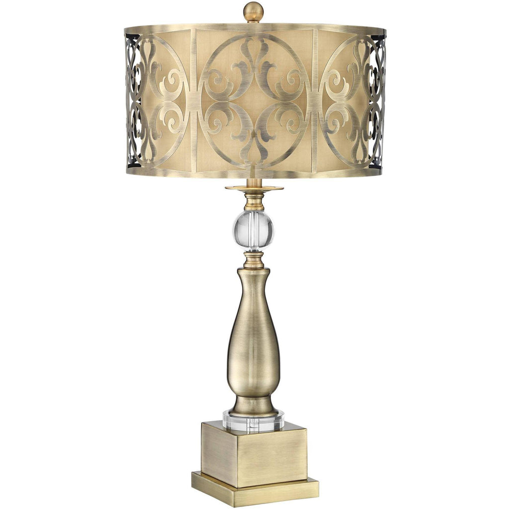 Brass Cutout Openwork Double Drum Shade Table Lamp H8469