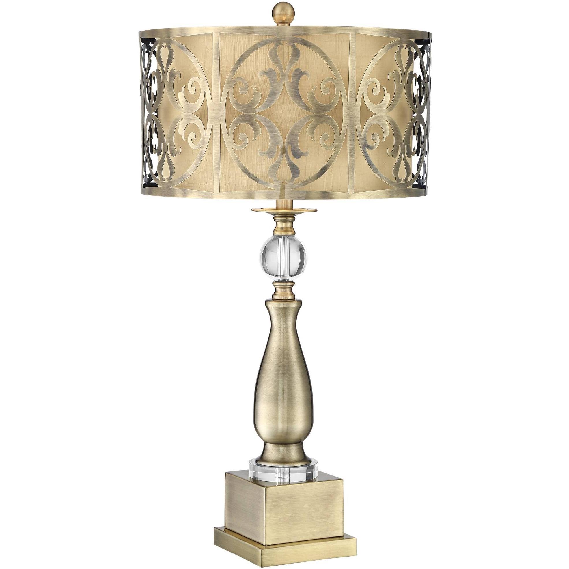 Brass Cutout Openwork Double Drum Shade Table Lamp H8469