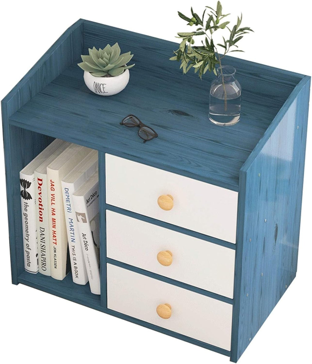 White 3 Drawer Wooden Nightstand with Storage Shelves Q242