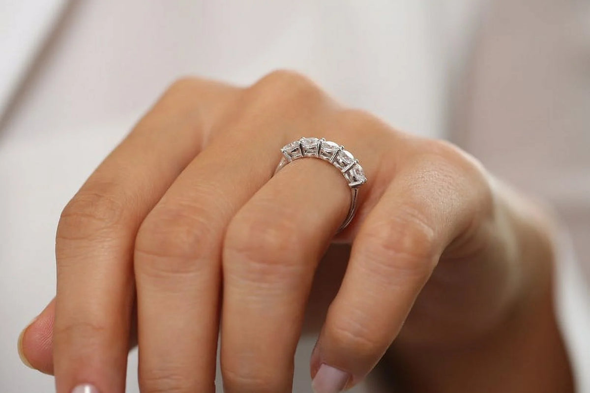 Solid 950 Platinum Moissanite Engagement Band M45847