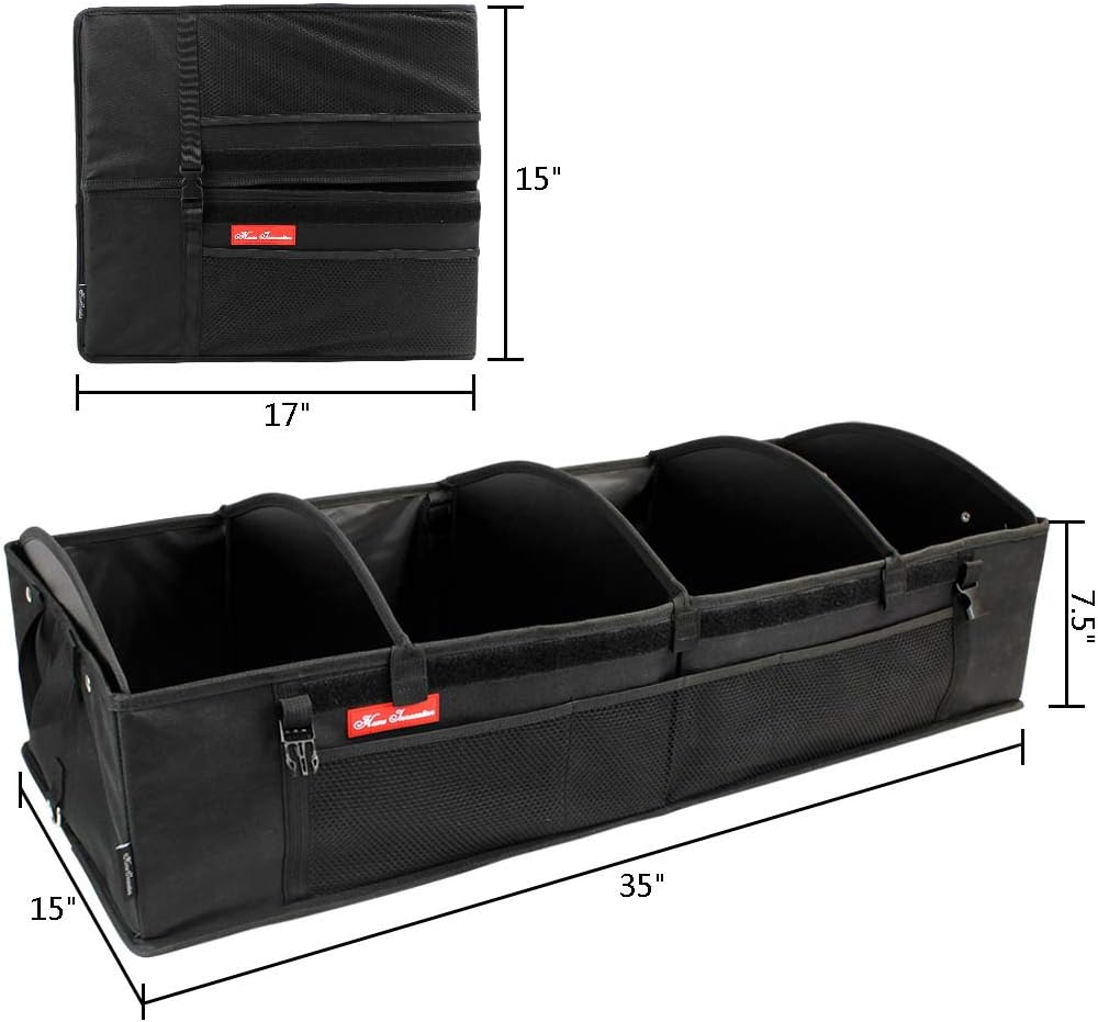 Trunk Organizer with 4 Adjustable Compartments Foldable Portable Car Organizer G63433