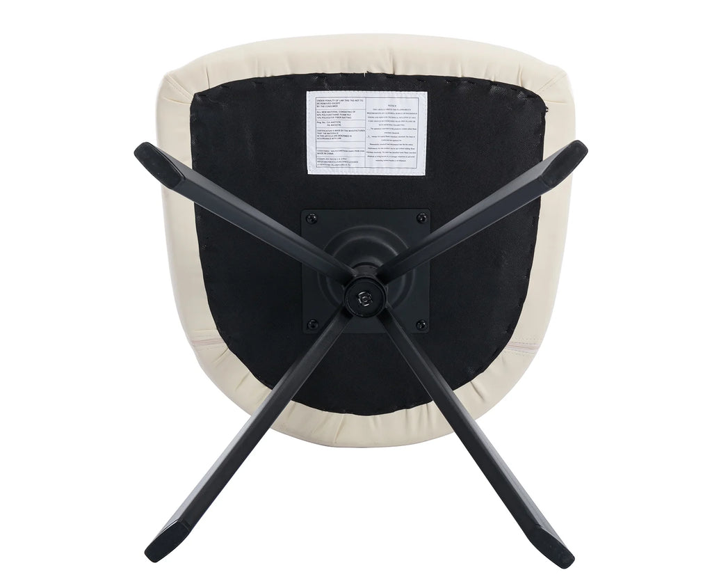 Beige PU Leather Swivel Office Chair with Black Metal Legs N7843