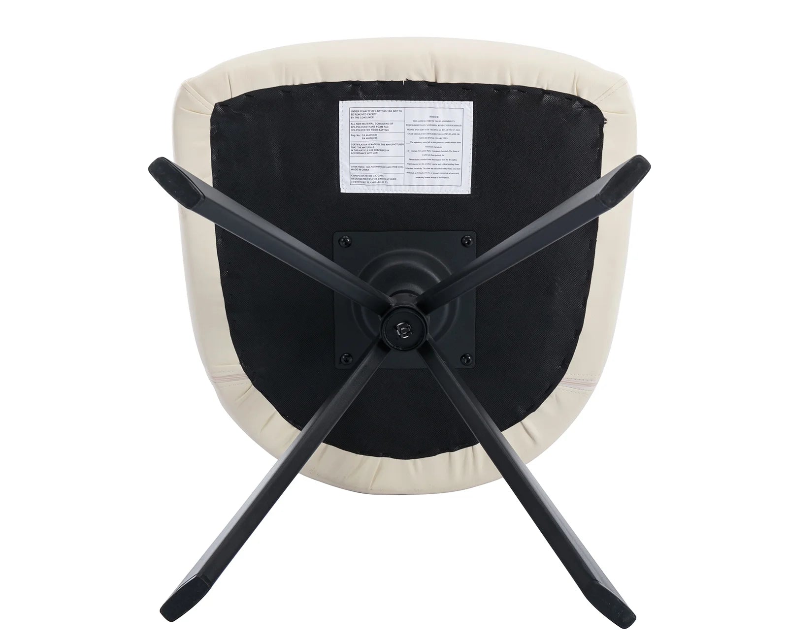 Beige PU Leather Swivel Office Chair with Black Metal Legs N7843