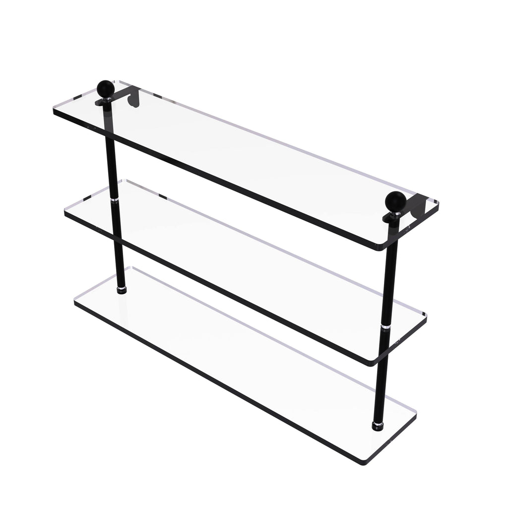 Triple Tiered Glass Shelf Matte Black P497
