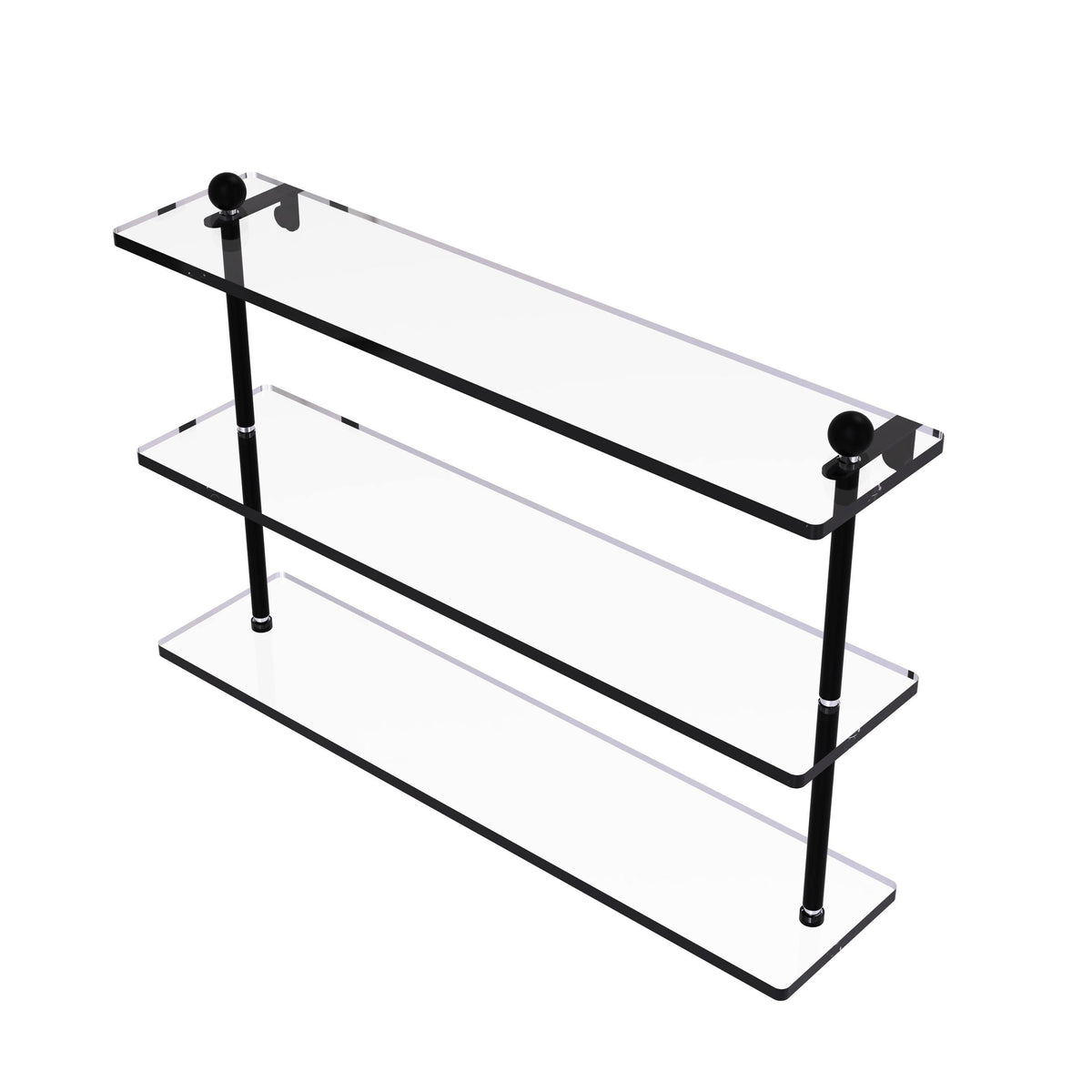 Triple Tiered Glass Shelf Matte Black P497