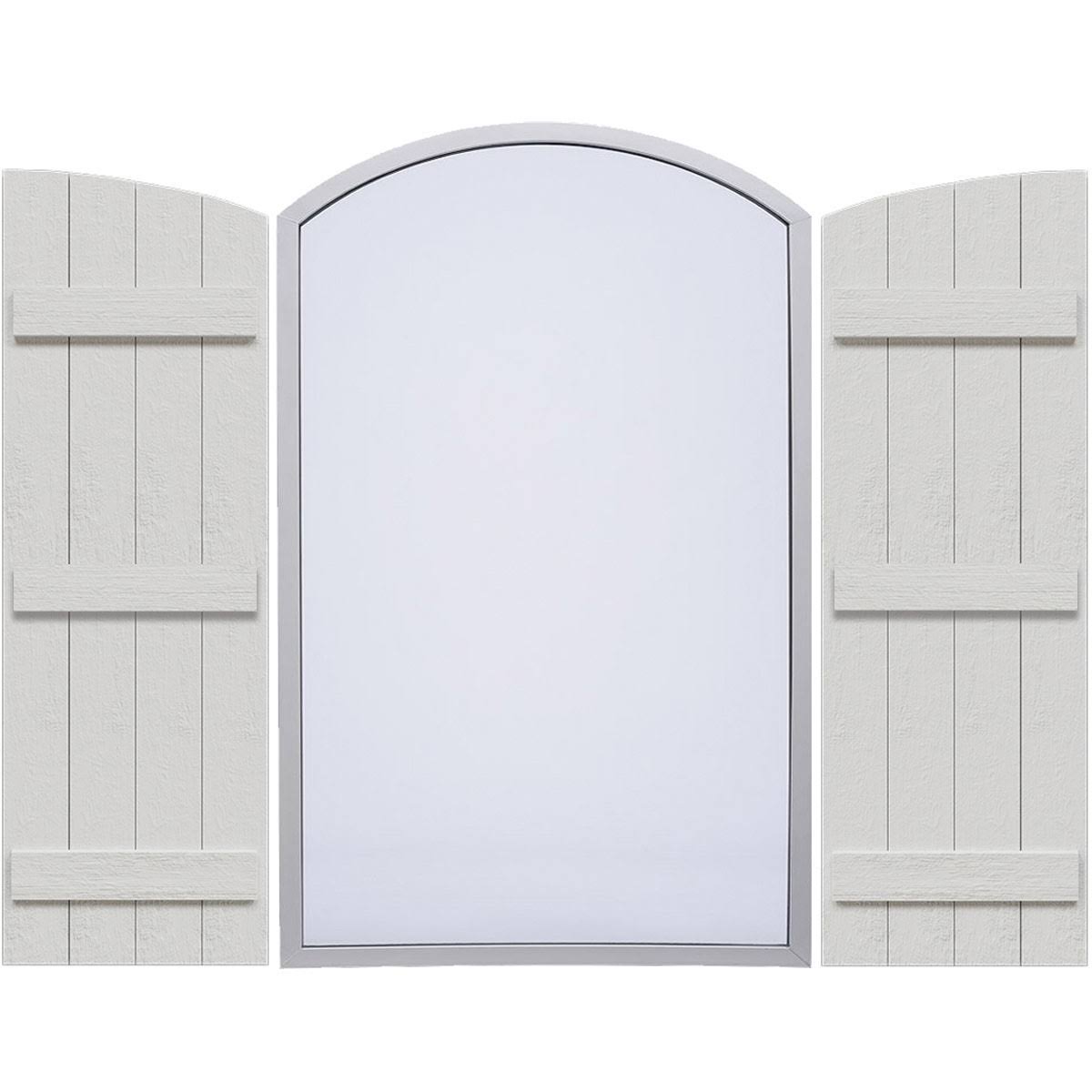 Rustic Faux Wood Shutters with Elliptical Arch Top F87128