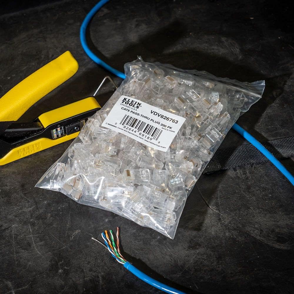 200-Pack Pass-Thru Modular Data Plugs for RJ45 and CAT6 T3793