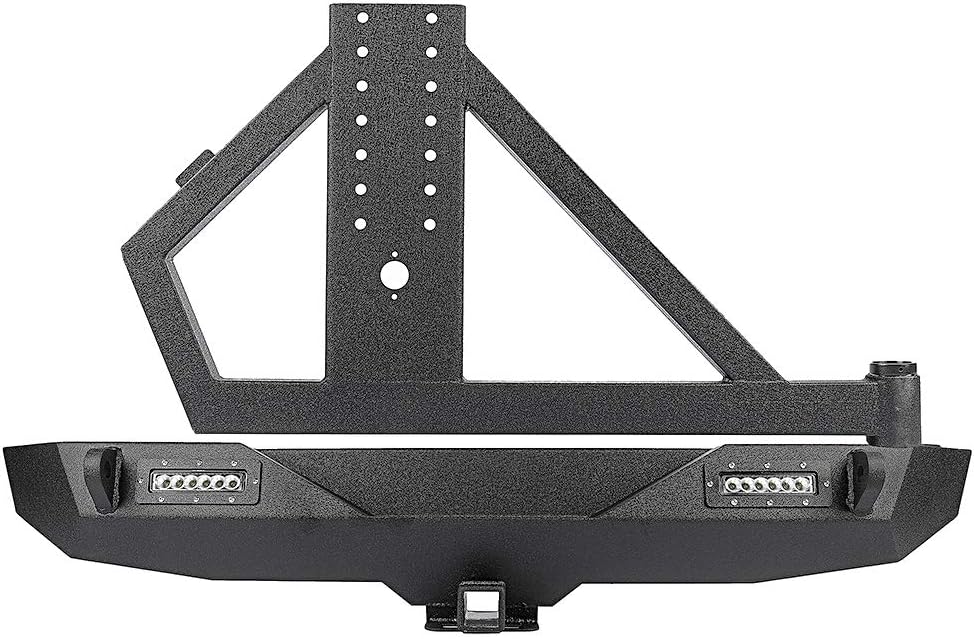 Black Rear Bumper with Tire Carrier and LED Lights C4381