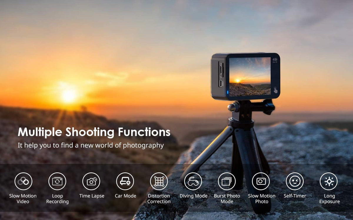 4K 60fps 20MP Touch Screen WiFi Action Camera with External Microphone S82428