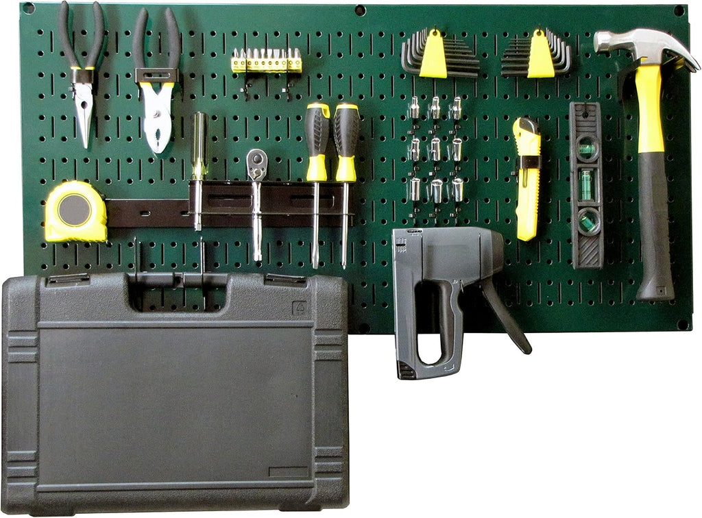Red Pegboard Pack of 2 Metal Wall-Mounted Pegboard Tool Storage Unit J95582