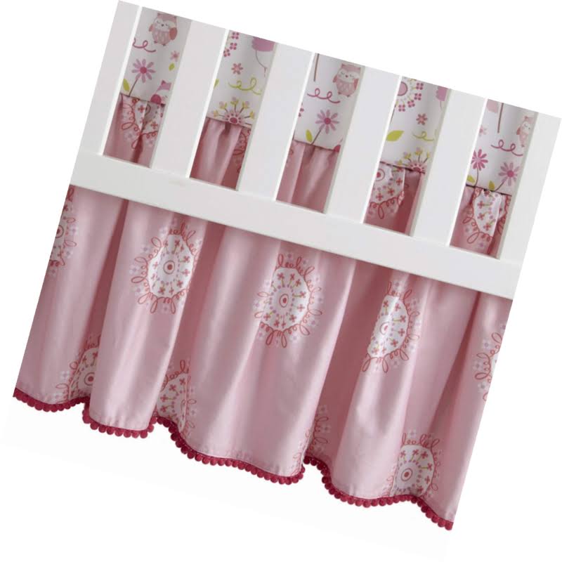 Pink/White 3 Piece Crib Bedding Set B7288
