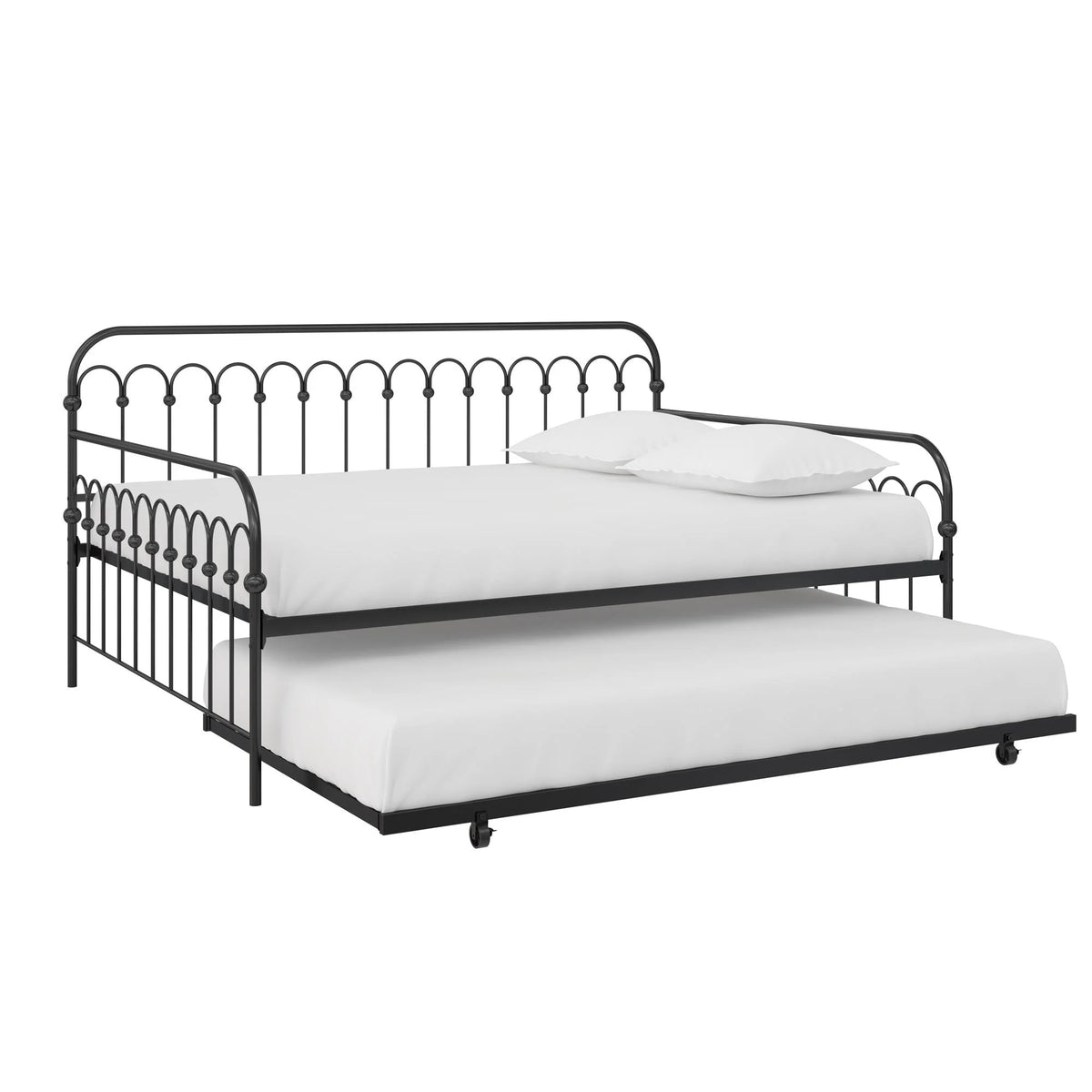 Black Full Metal Daybed with Twin Trundle Bed H6733